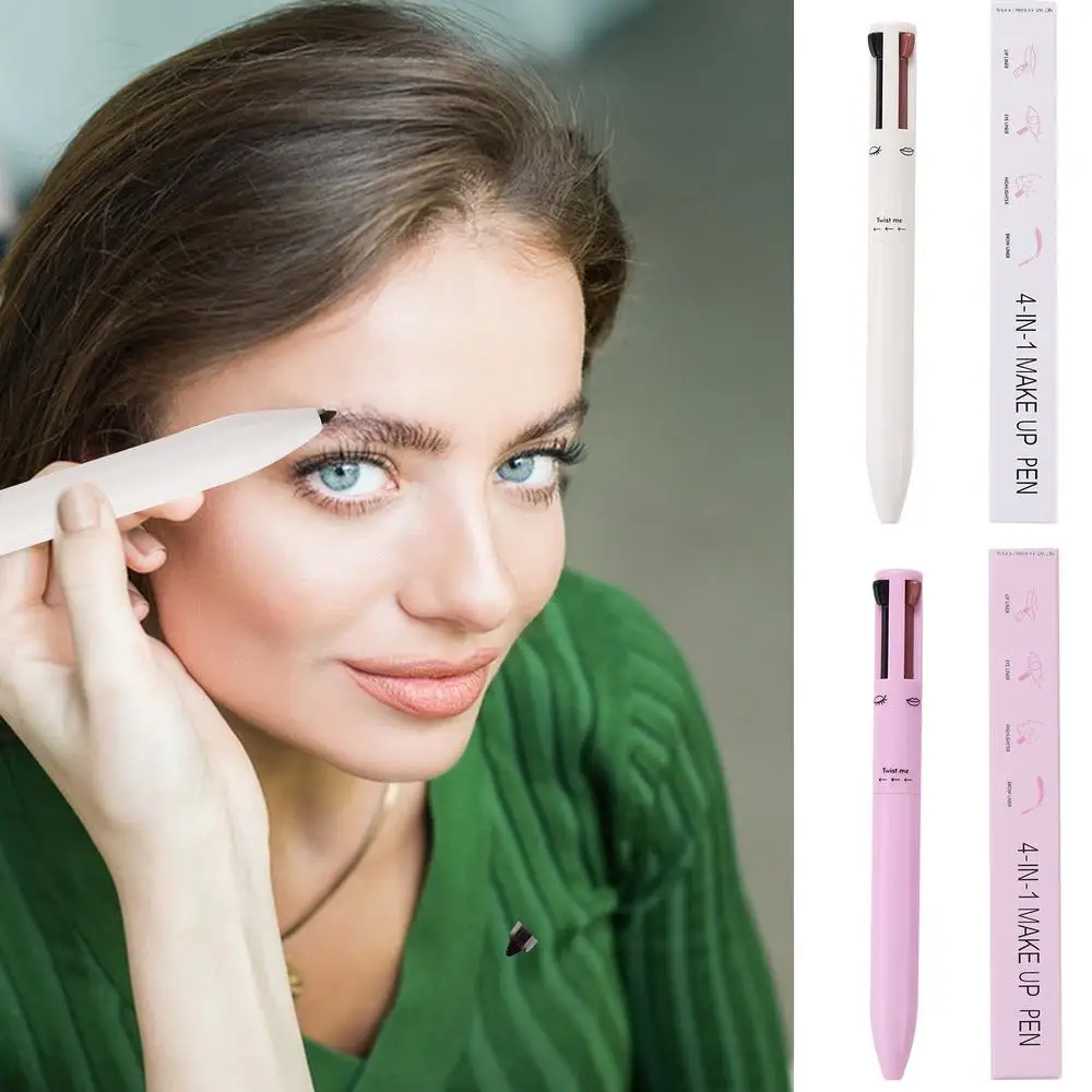 4 In 1 Waterproof Makeup Pen Eyebrow Pencil Long Lasting Easy Lip Color Liner Highlight Lying Silkworm Eyeliner Pen Makeup Tools (random Color)